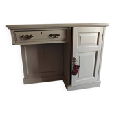 Antique solid wood desk – Country / shabby chic style – 1 drawer and 2 cupboards