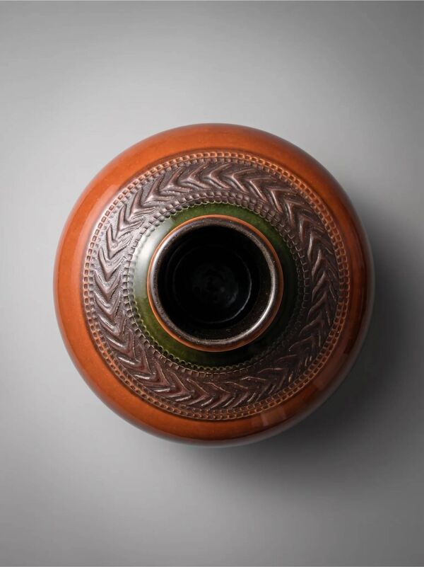 Vase Dümler & Breiden 174/15 West Germany en céramique émaillée – Années 1960-70 – Dégradé brun et vert