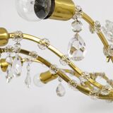 Mid-century floral brass and crystal chandelier by Lobmeyr, 1950s, Austria.