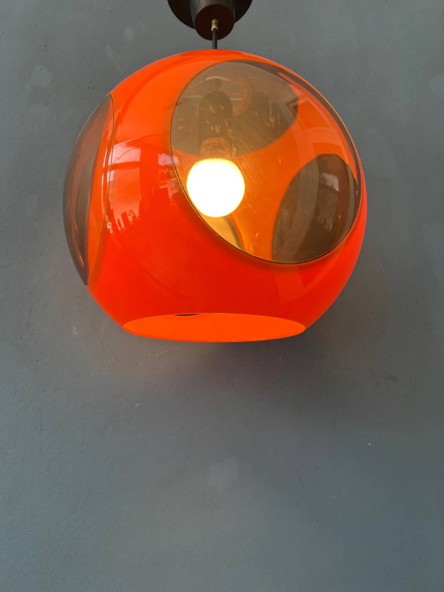 Vintage orange 'bug eye' Massive space age pendant lamp