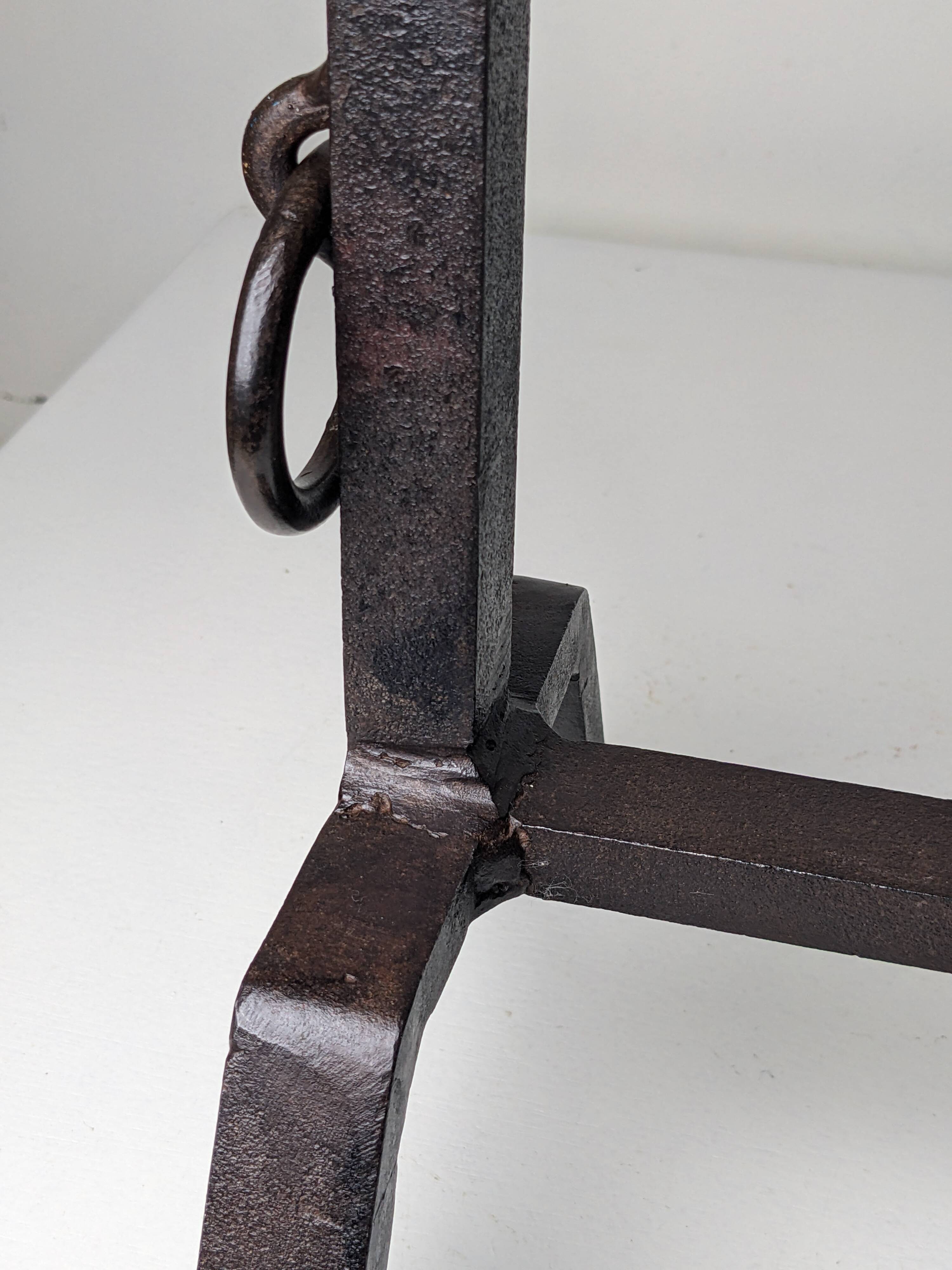 Pair of modernist wrought iron andirons - 1950s