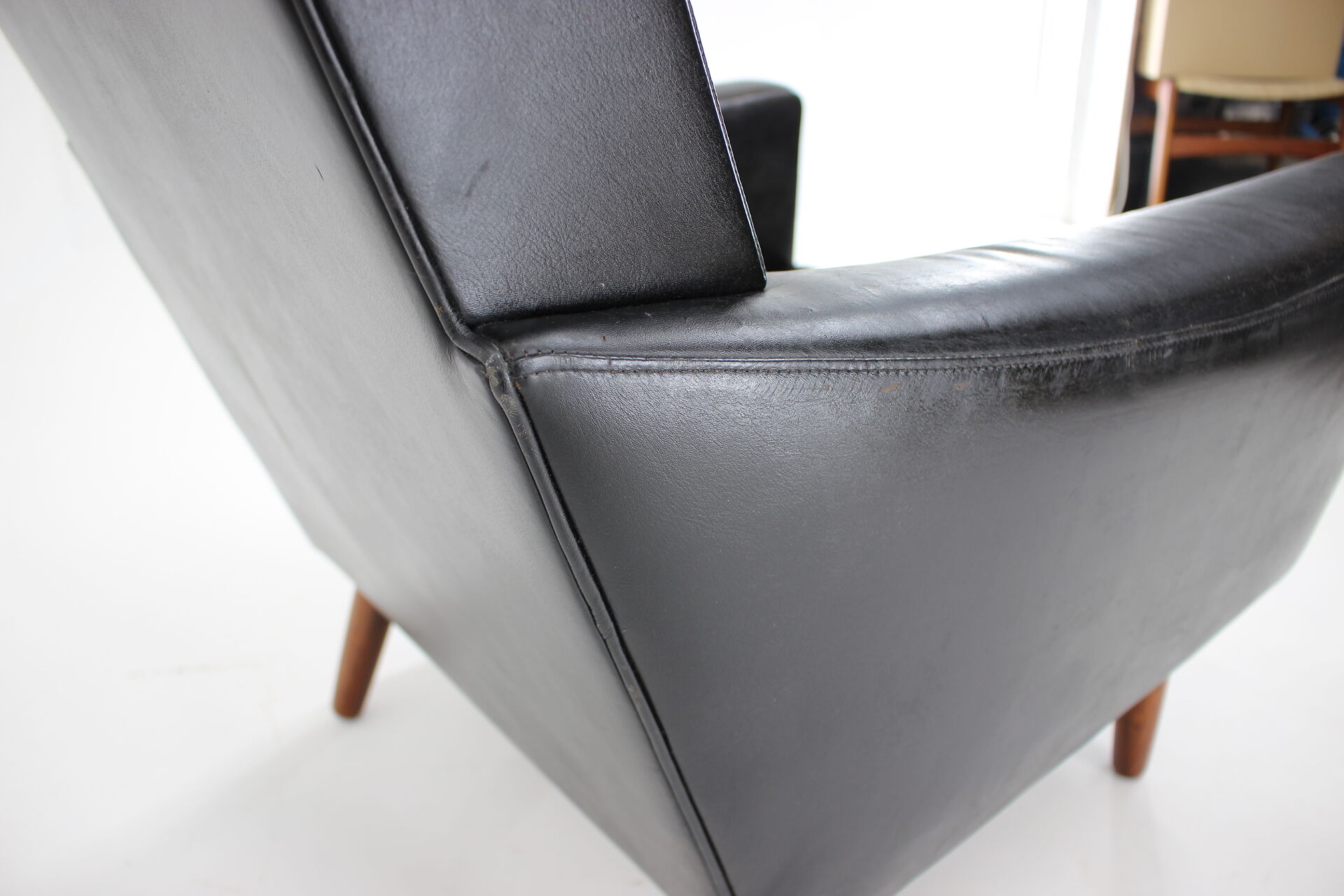 1970s leather wingback lounge chair, denmark