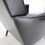 1970s leather wingback lounge chair, denmark