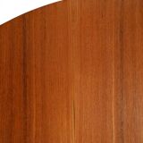 Round Scandinavian teak table with metal base