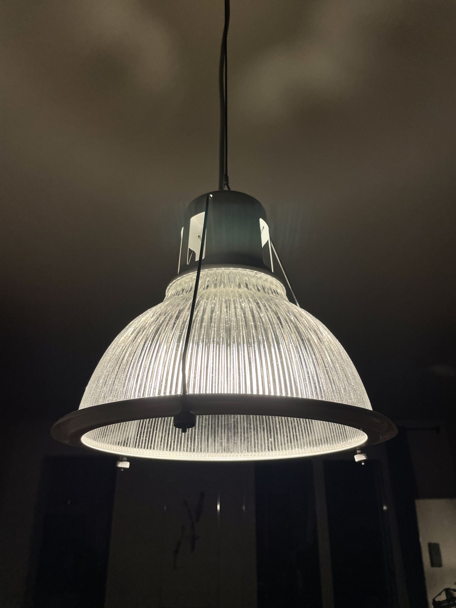 Holophane prismatic glass pendant light