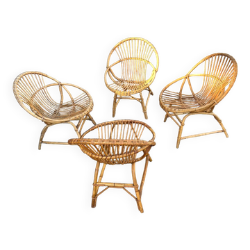 Rattan armchairs 1950s/1960s