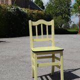 Formica and yellow wood chair