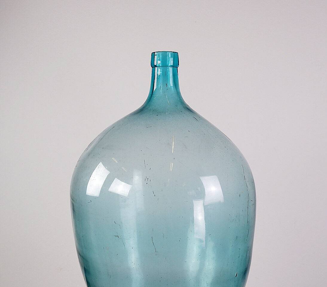 Vintage Turquoise Glass Bottle "Lady Jeanne" - France