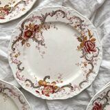 6 polychrome ironstone dinner plates "Wentworth" by Emile Bourgeois