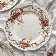 6 polychrome ironstone dinner plates "Wentworth" by Emile Bourgeois