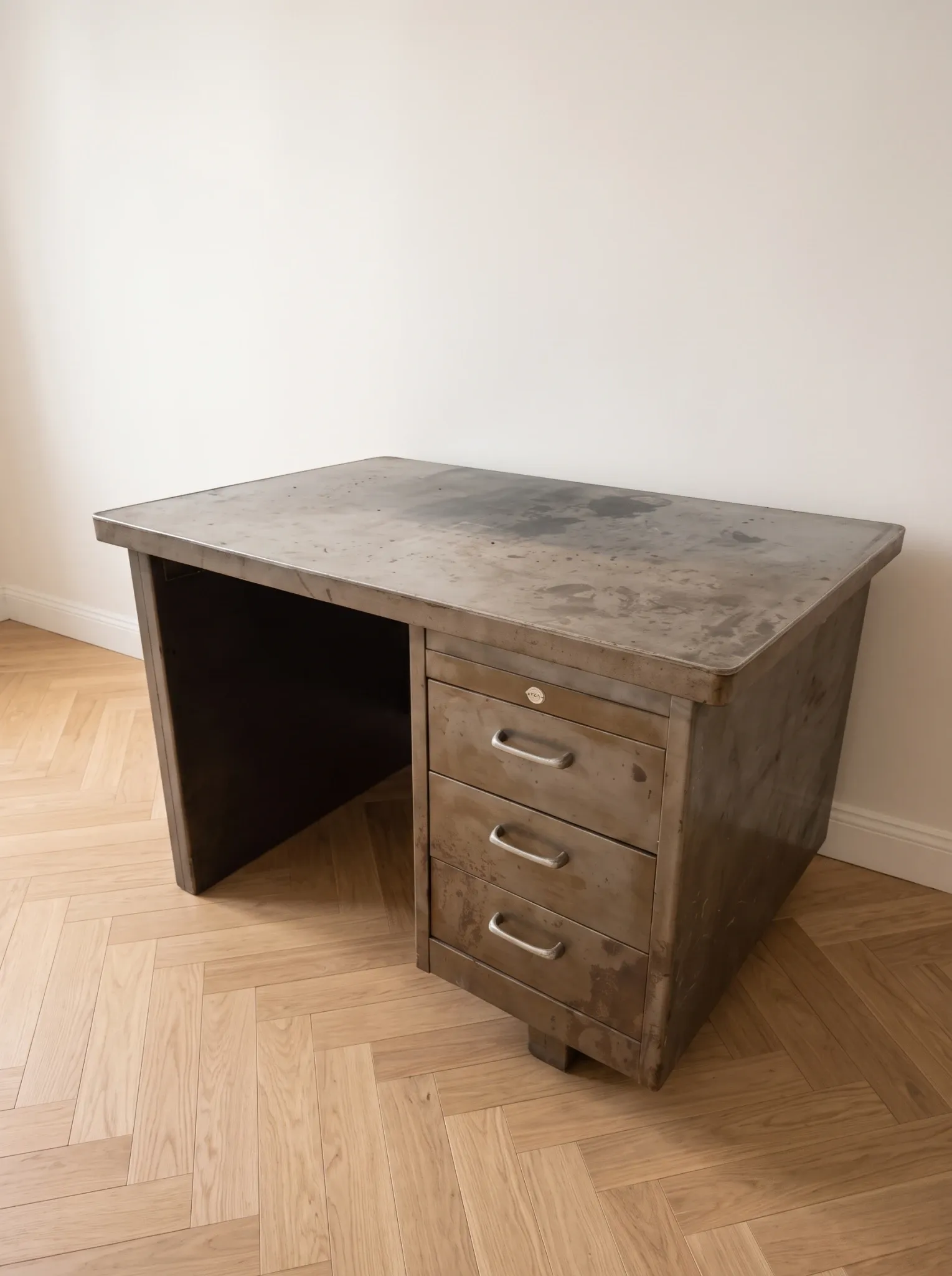 Industrial desk Strafor in grey steel