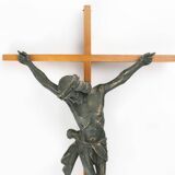 Antique realistic wooden crucifix, France ca. 1850