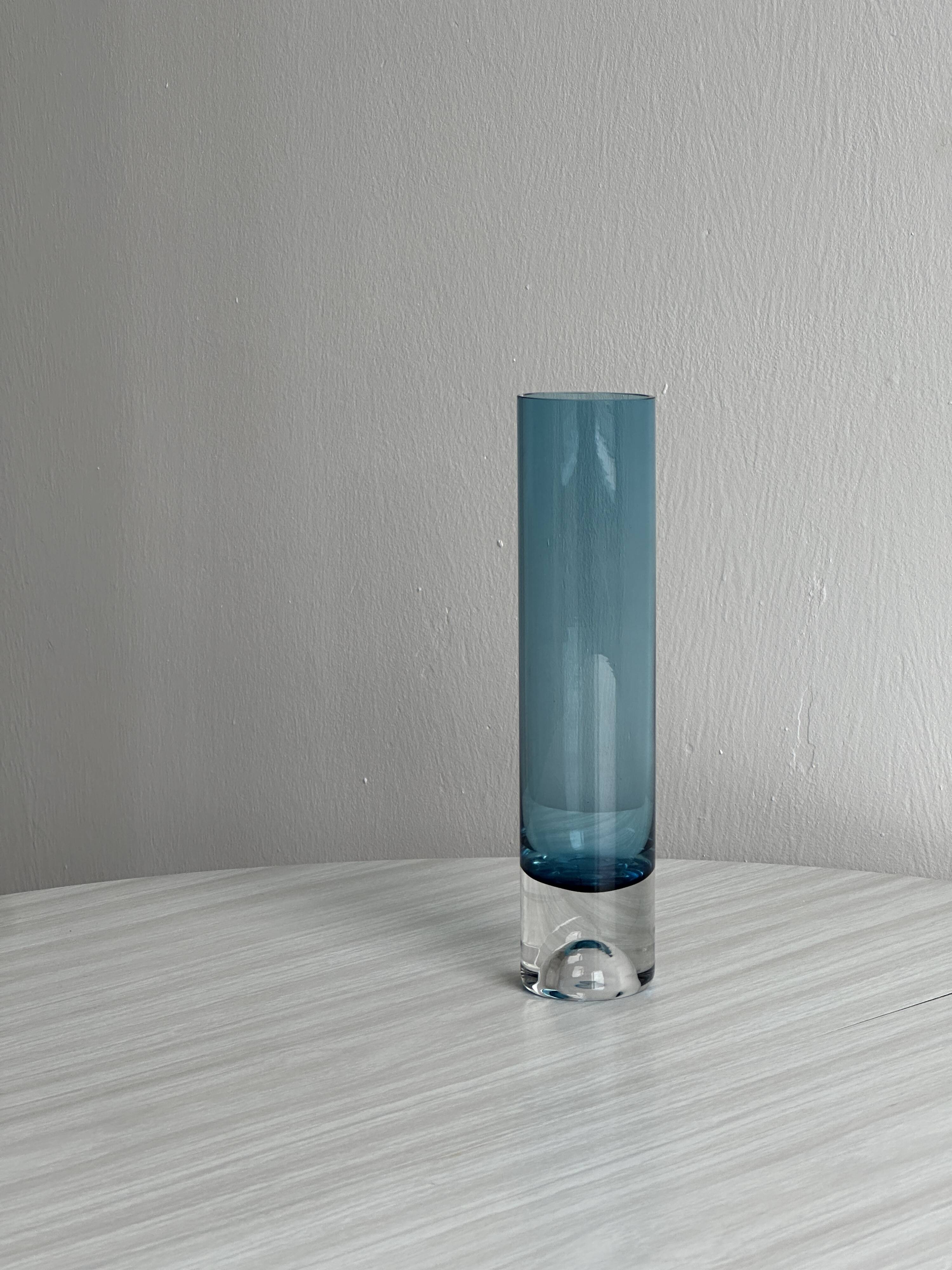 Transparent blue glass vase