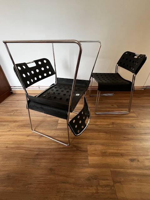 Set of 4 Black Omstak Chairs by Rodney Kinsman for Bieffeplast