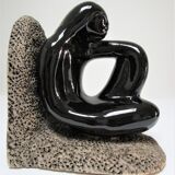 Pair of sculptural ceramic bookends design 70s