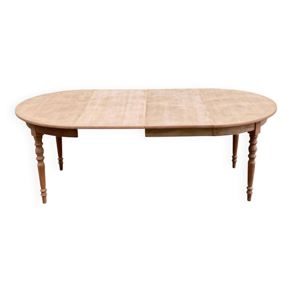 Table à manger ronde extensible rénovée Louis Philippe 115-2215cm 20ème