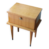 Modernist bedside table from the 1950s with compass legs.