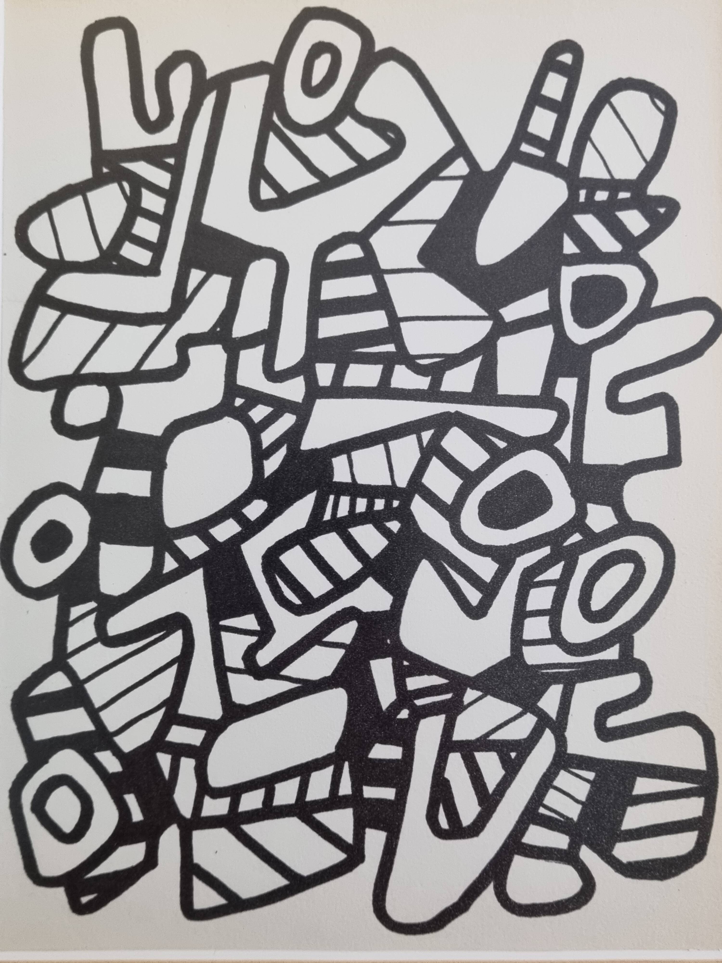Screenprint after Jean Dubuffet framed under glass 26 cm by 33 cm
