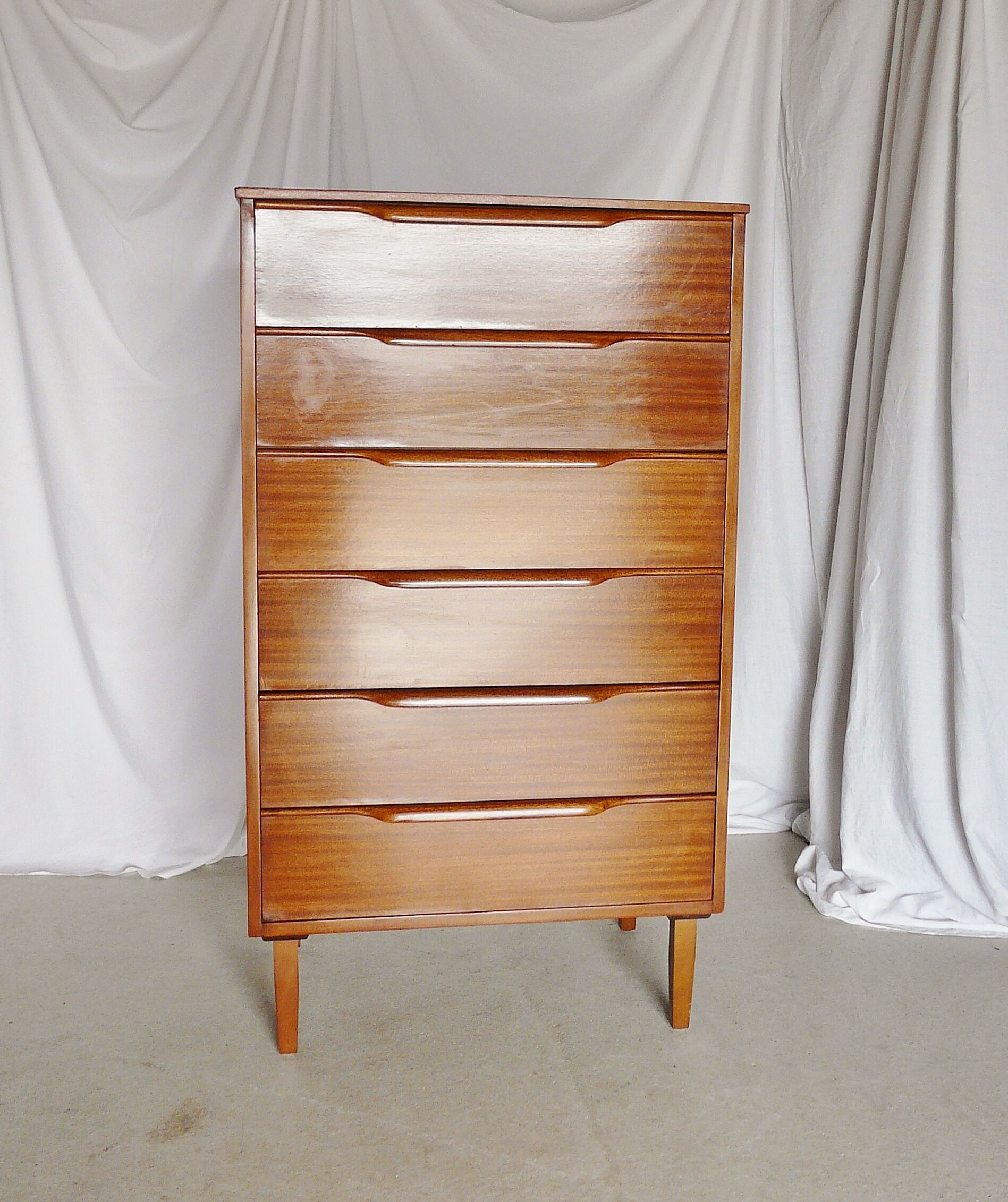 High Scandinavian teak chest of drawers