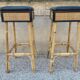 Pair of vintage bamboo stools from the 70s