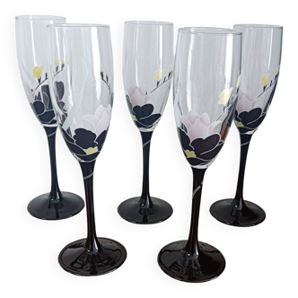 Set of 5 Luminarc Anaïs champagne flutes