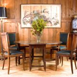 Art Deco set of four Jaguar green wooden and leatherette chairs, circa 1950