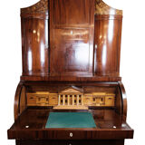 Empire bureau of polished mahogany with inlaid wood, 1840s