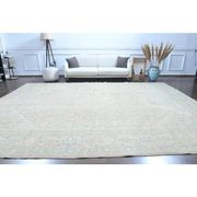 1970s Vintage Persian Handmade Wool Cotton Light Beige Area Rug 304x408