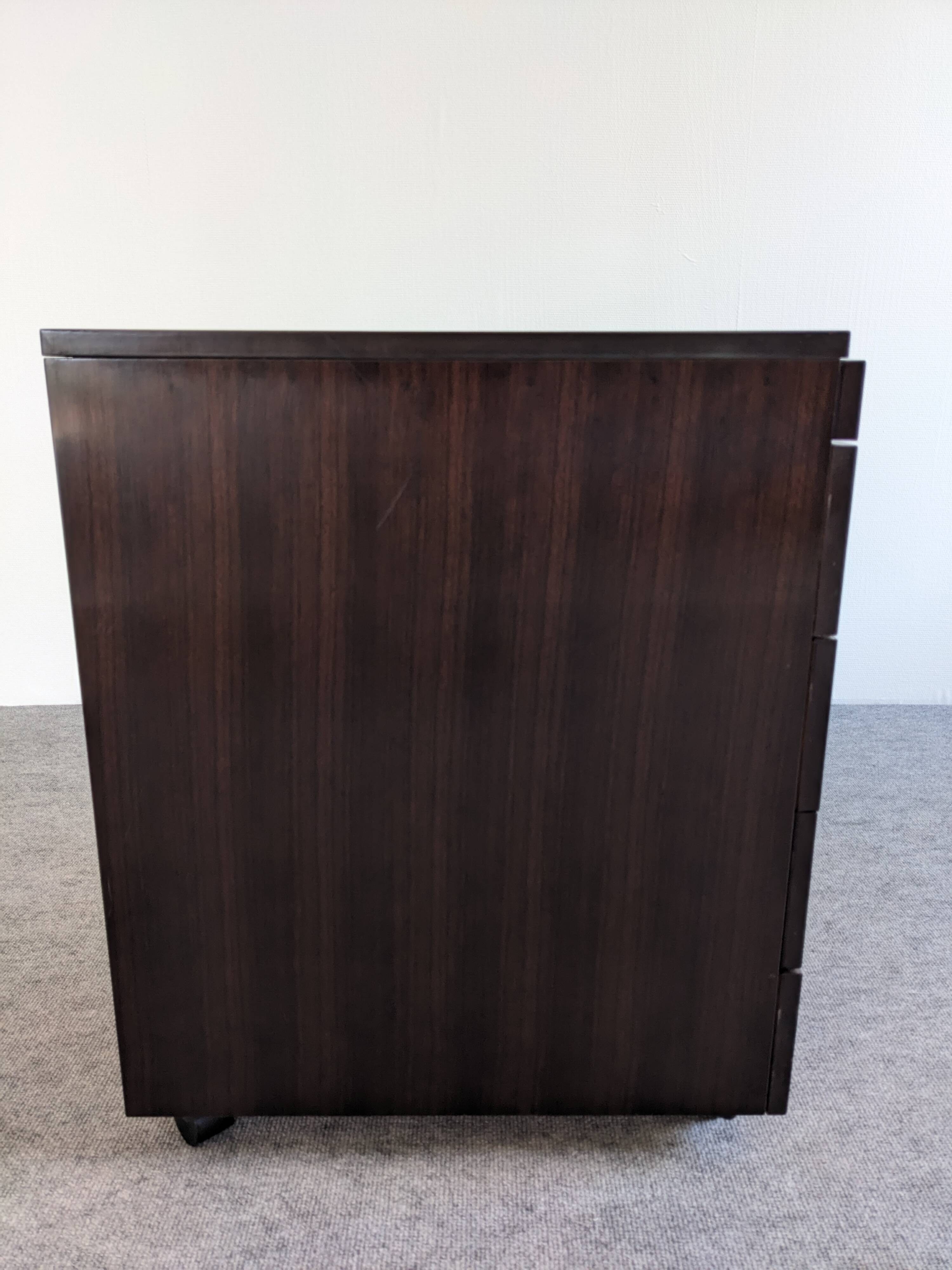 Rosewood storage box on wheels from the 70s/80s