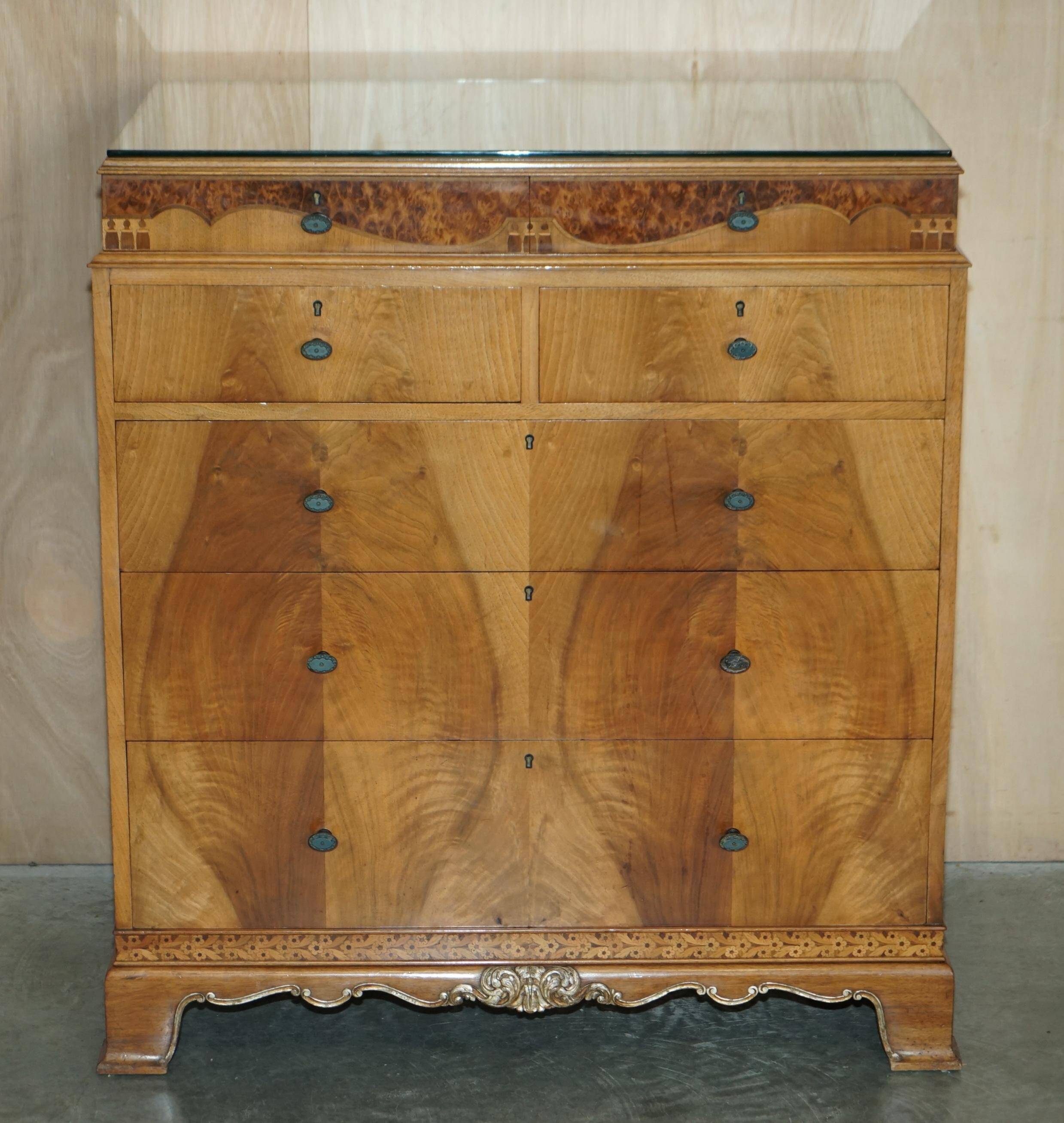 Burr Walnut Commode Waring & Gillow