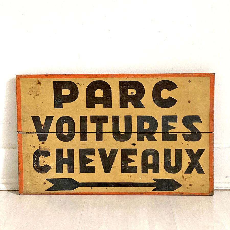 Old wooden sign "horse car park"