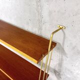 Etagère murale vintage en teck et laiton doré style String Tomado