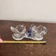 Double salt and pepper shaker, swan dragée, cobalt blue Murano glass.