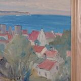 Original Swedish Oil on Panel – “Village Scene II” by E. R. Olsson – Signed