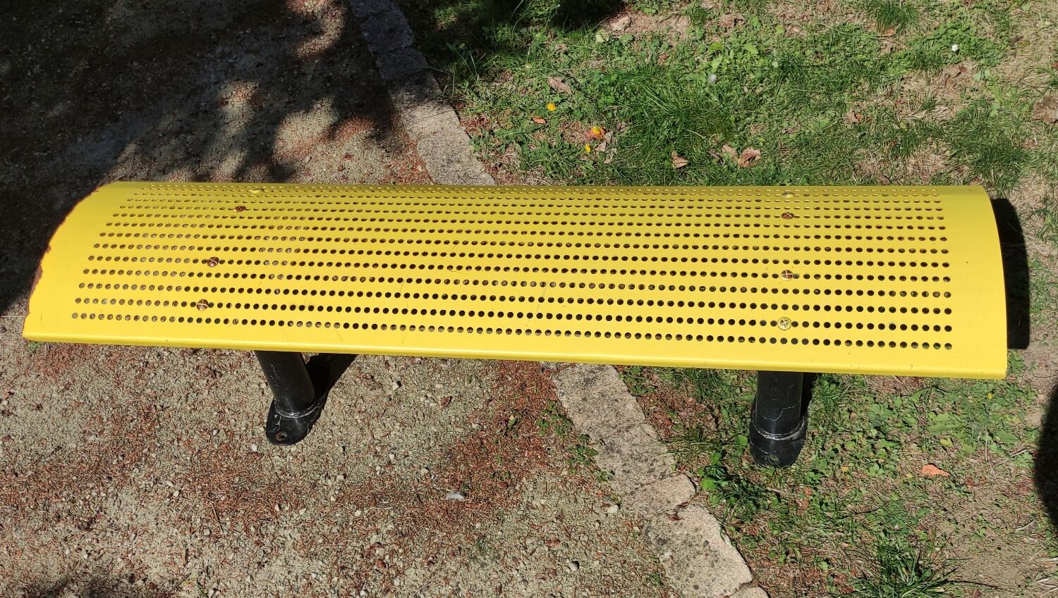 Vintage yellow metal bench