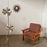 2-light flower floor lamp in French design metal from the 70s vintage