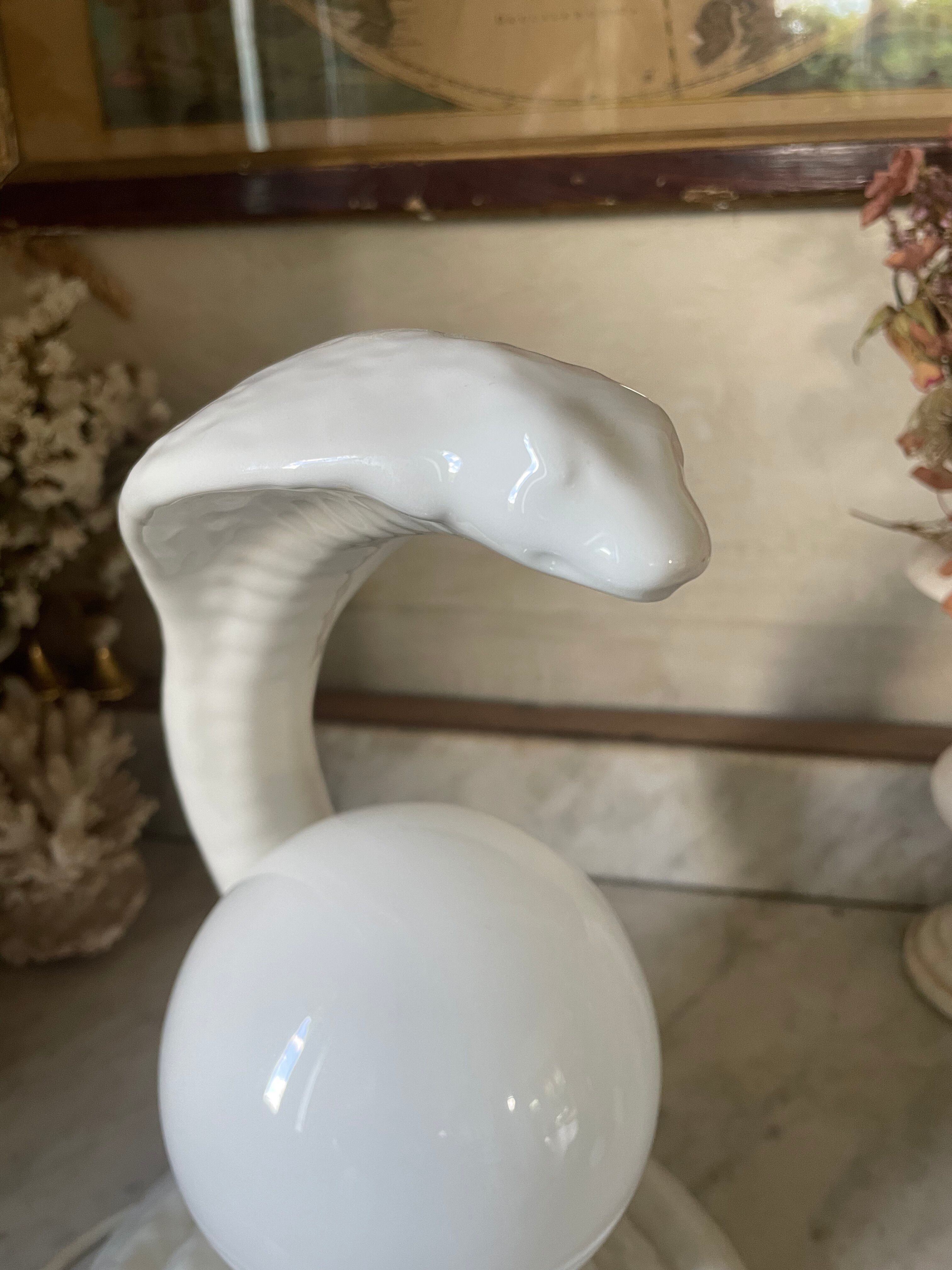 Vintage cobra lamp in ceramic and opaline