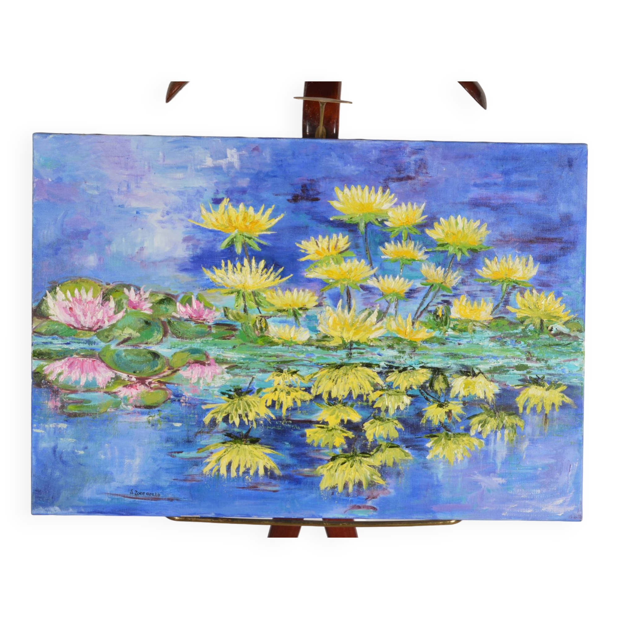 Oil on canvas water lilies