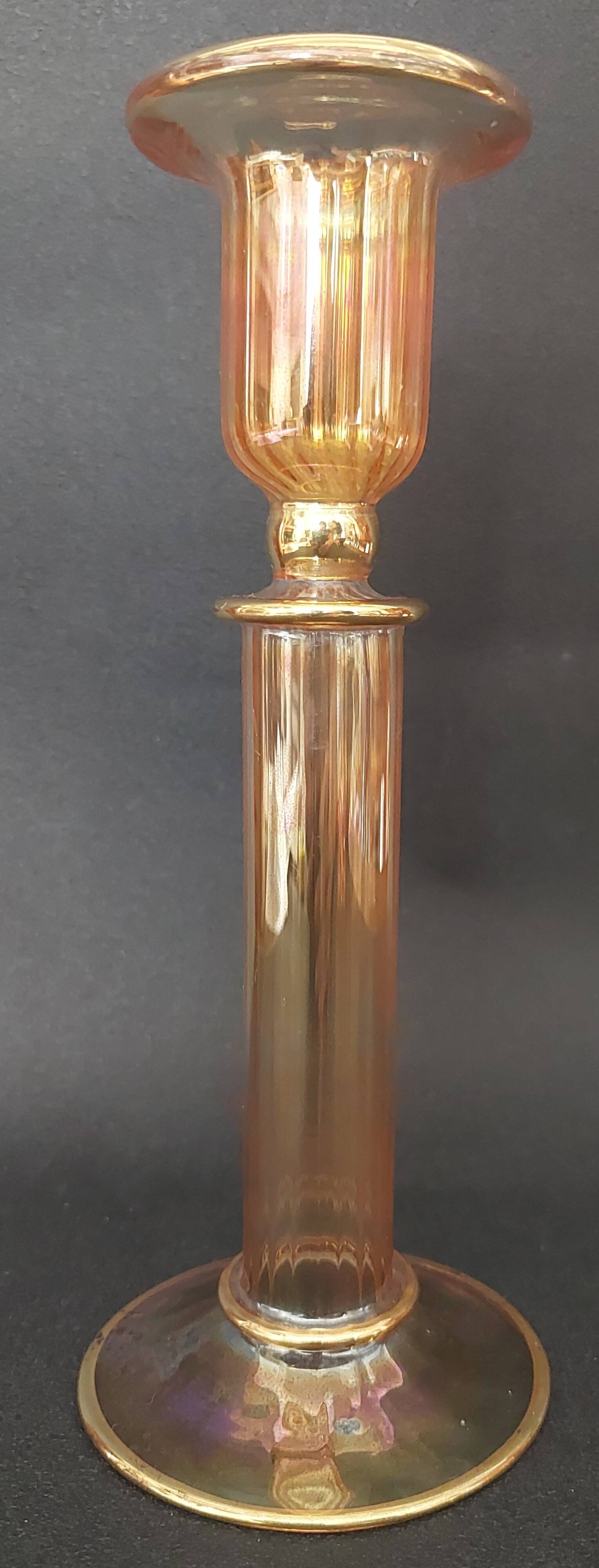 Vintage Murano glass candle holder with gold trim