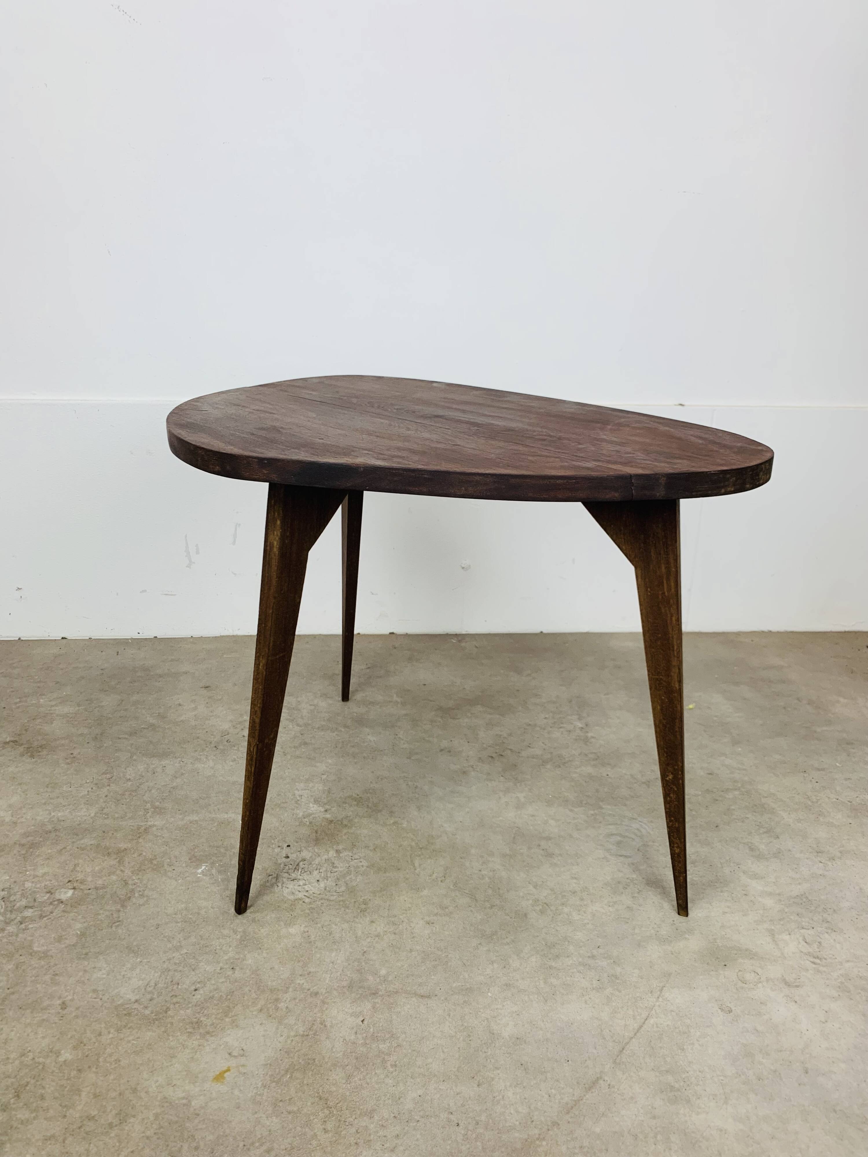 50s tripod coffee table with compass legs