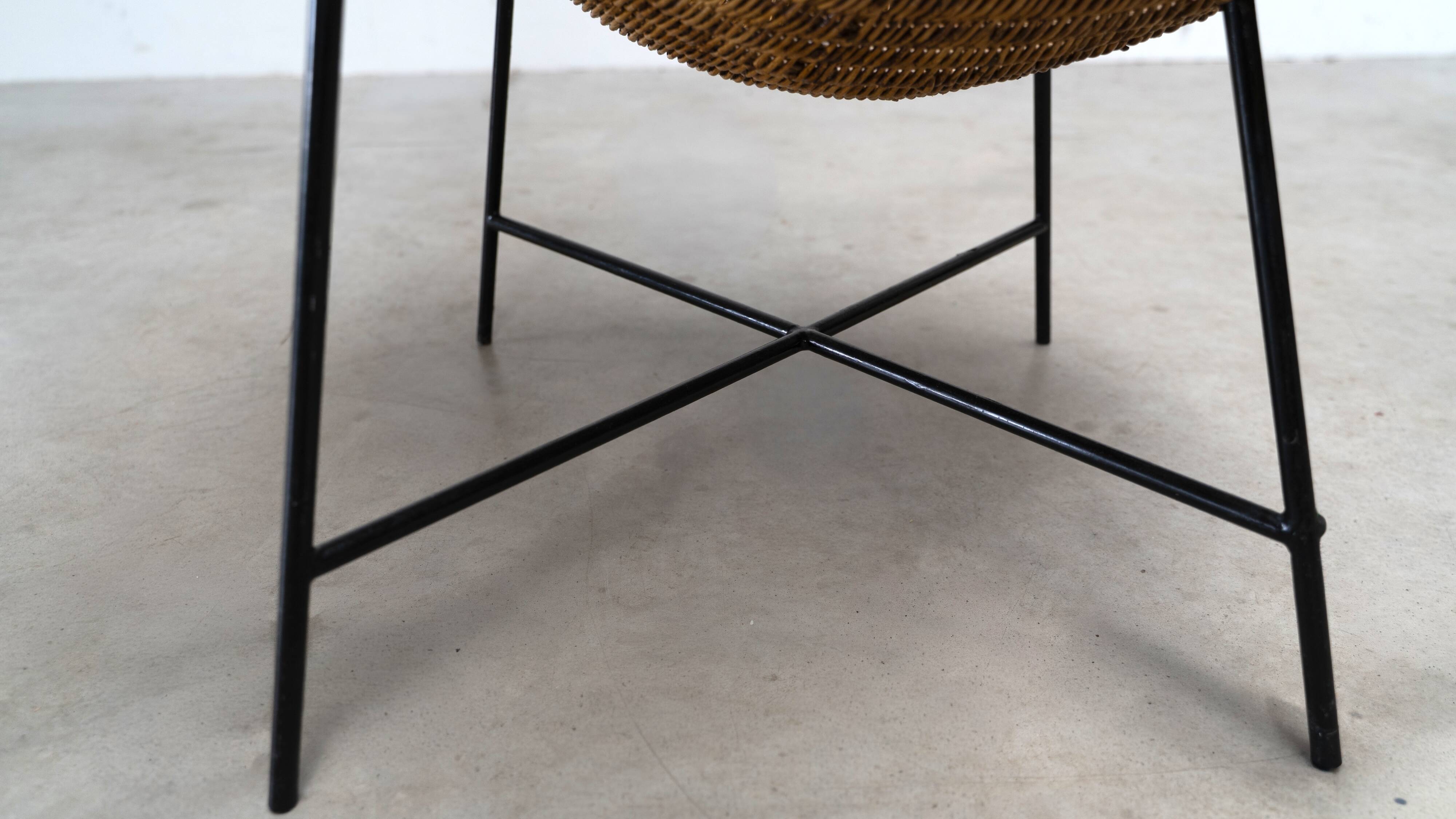 Chaise longue en rotin sculptural italienne