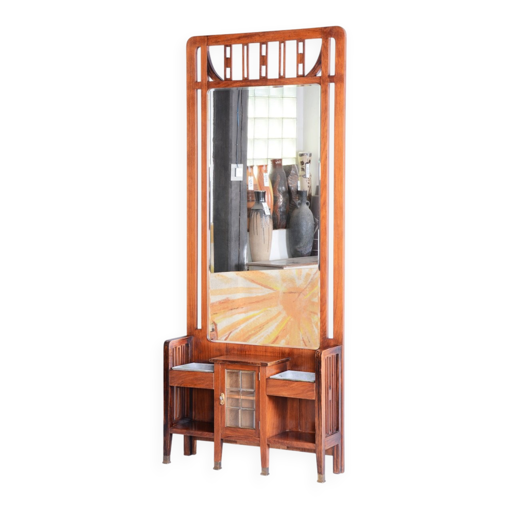 Art Deco Dressing Mirror in Palisander attributed to J.F.M. Hoffmann, Czech, 1910s