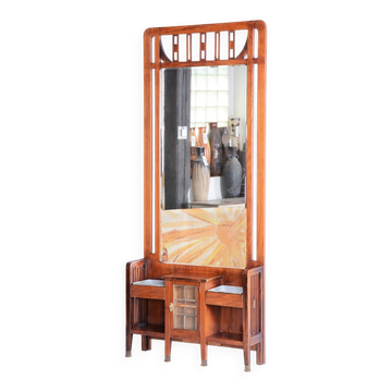 Miroir Art Déco en palissandre attribué à J.F.M. Hoffmann, tchèque, années 1910