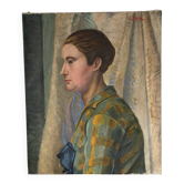 Profile de femme, huile sur toile signée Henry Portal