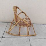 Vintage children's rattan rocking chair
