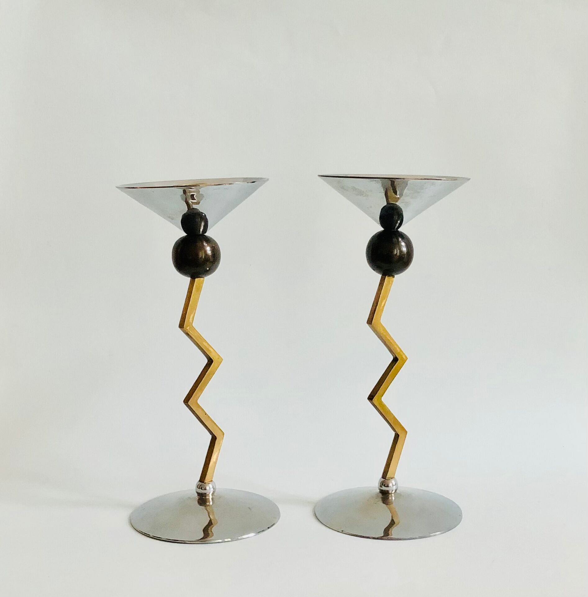 Pair of brass candle holders