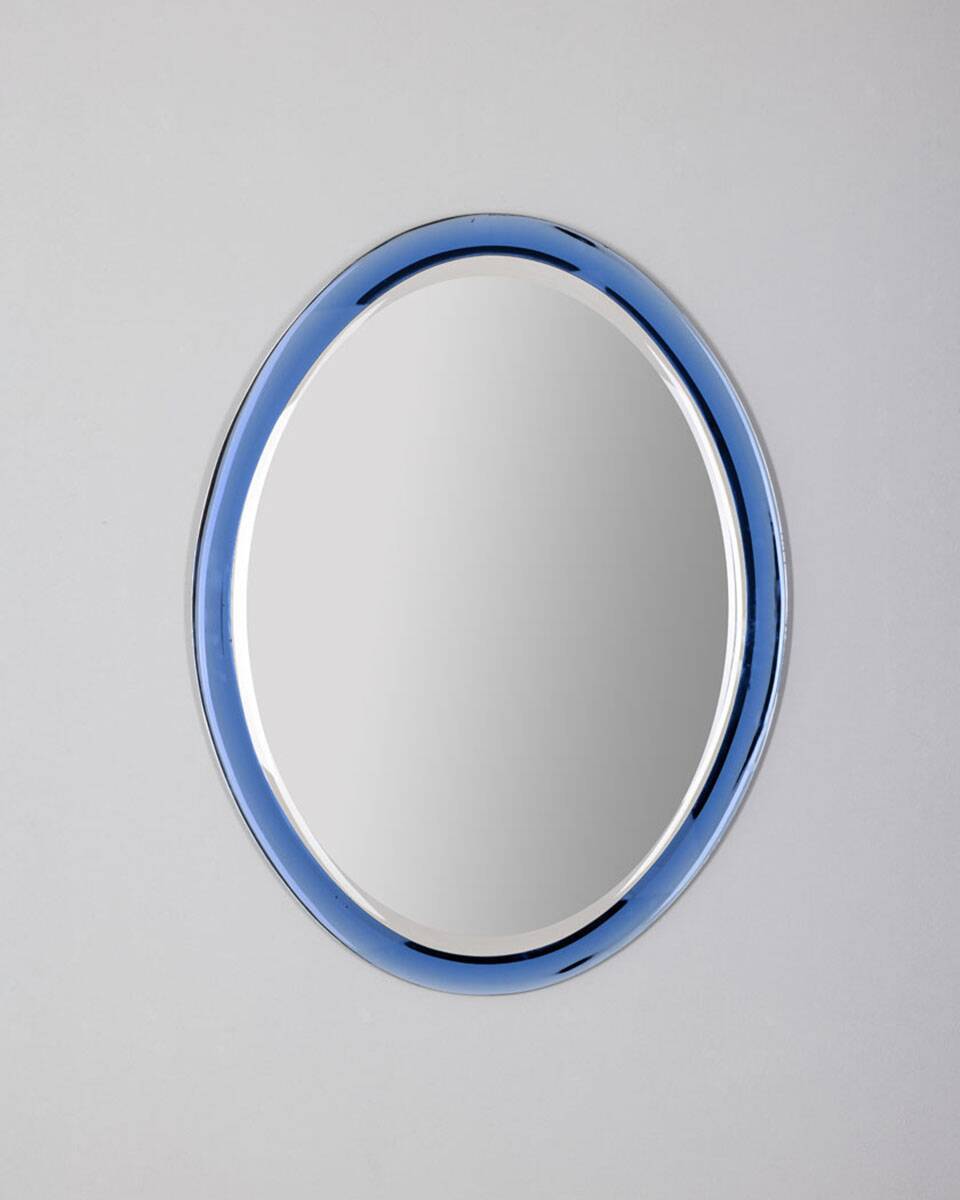 Vintage mirror 70s Crystal Blue Design A. Lupi for Cristal Luxor