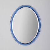 Miroir vintage années 70 Cristal Bleu Design A. Lupi pour Cristal Luxor