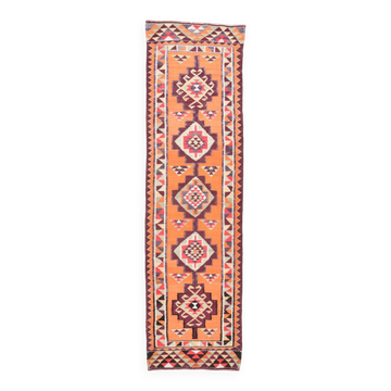 3x10 Kilim Soft Orange Decorative Hall Kilim Rug, 84x304Cm
