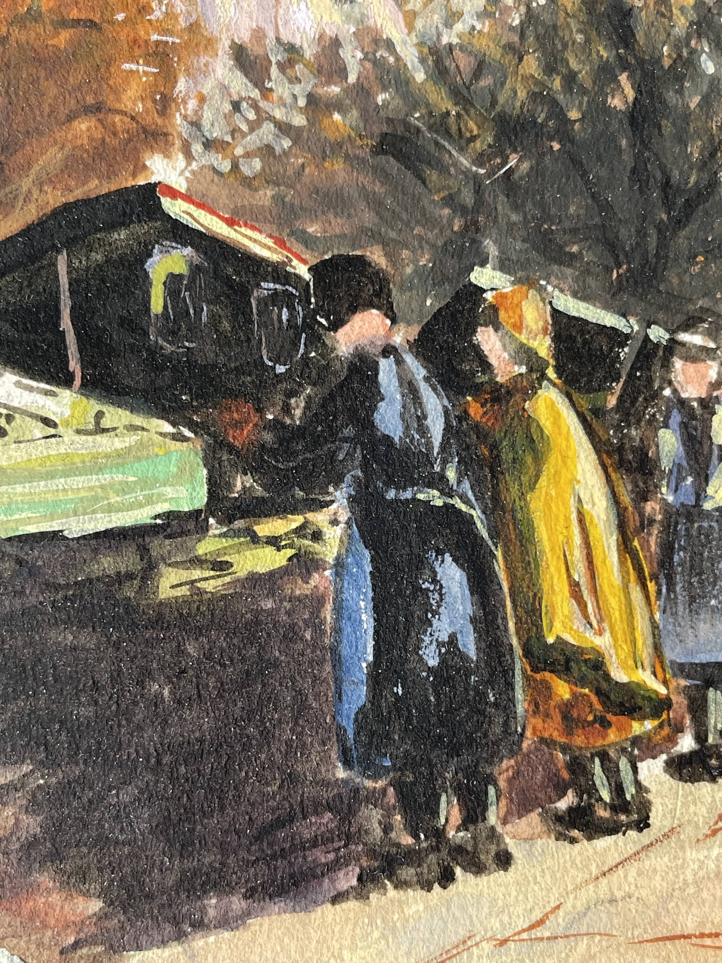 Ancient gouache on paper, Notre Dame de Paris